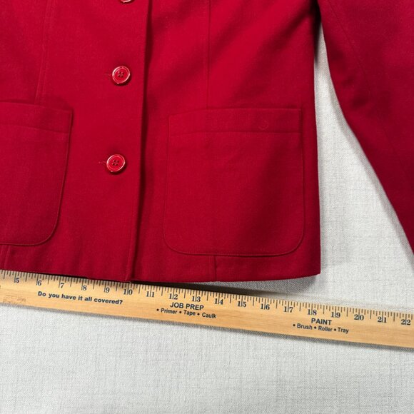 Vintage Sandro Red Wool Blazer Classic Button Front Notched Lapel Size 8 - Picture 9 of 11
